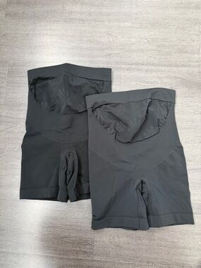 Maternity High-Waist Black Shaping Shorts - 2 Pack